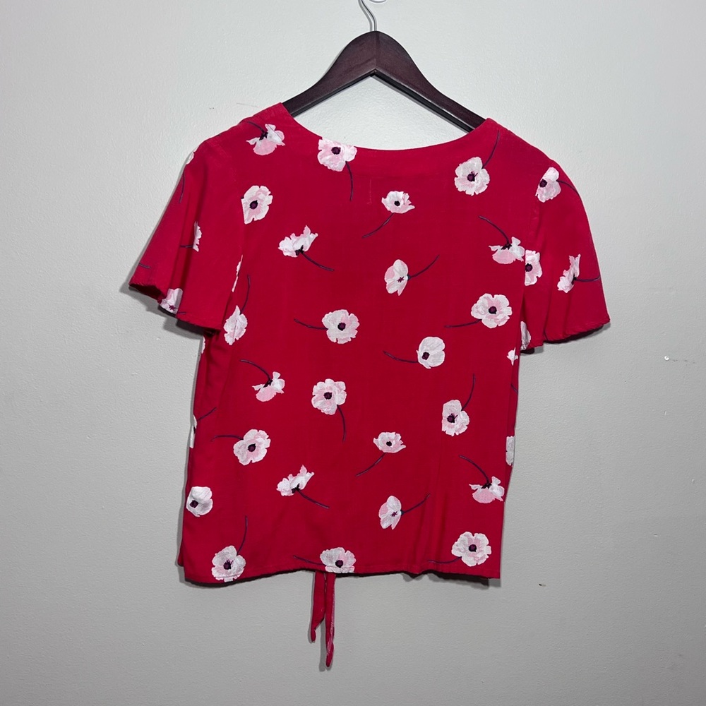 Poppy Button Down Tie Top